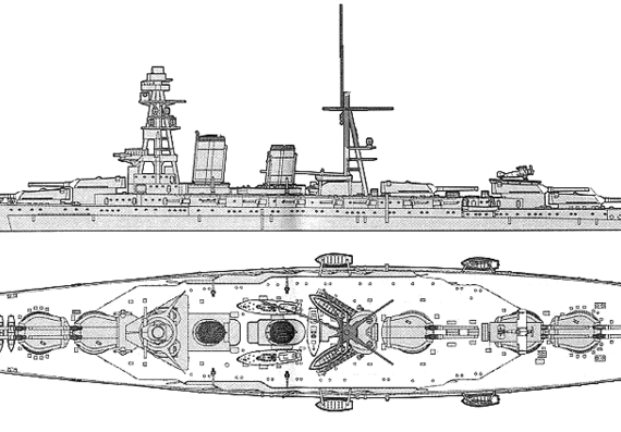 IJN Akagi [Battlecruiser] (1922) - drawings, dimensions, pictures